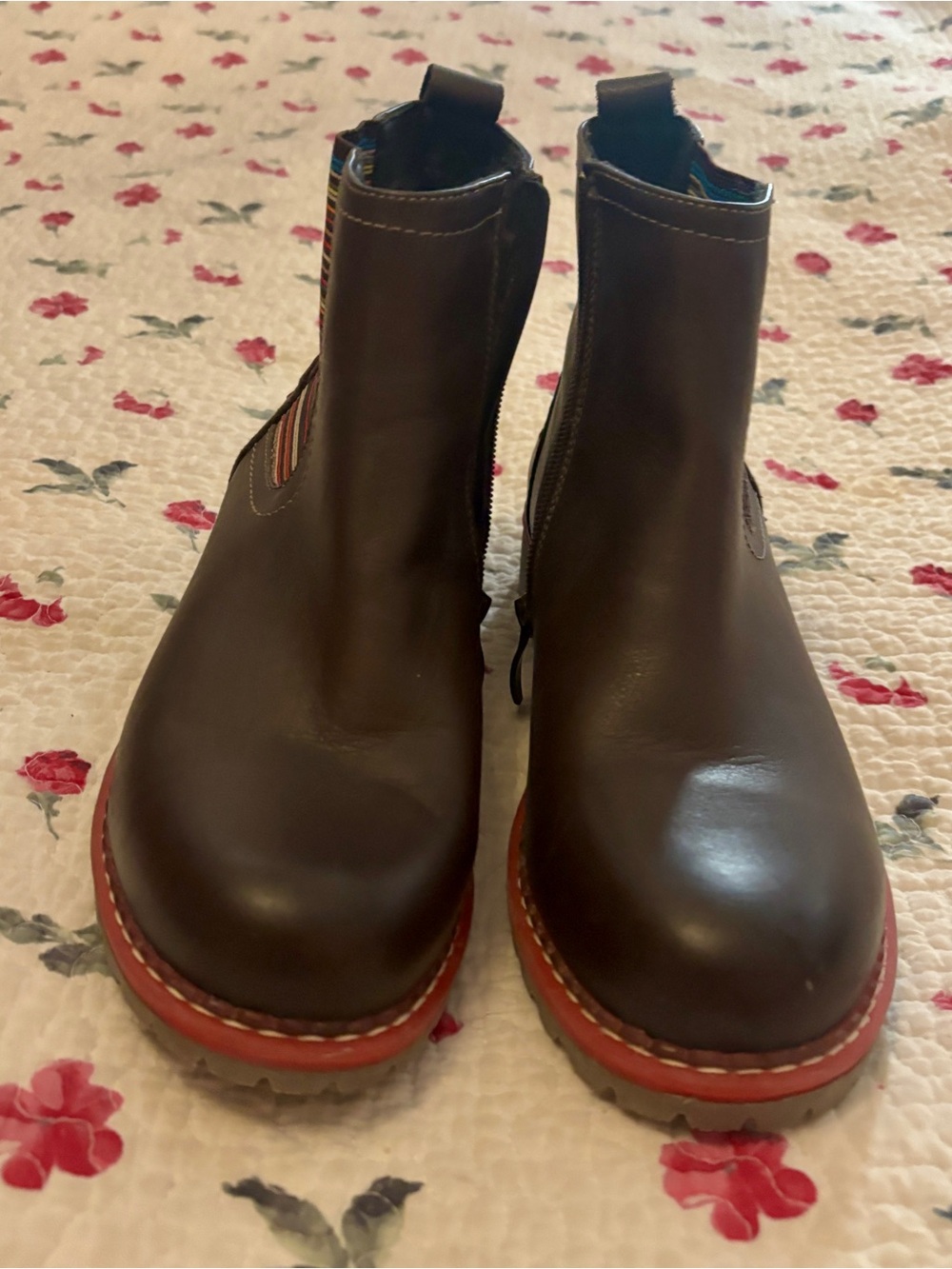 Josef Seibel Dark Brown Leather Ankle Boots with Red-Tone Soles